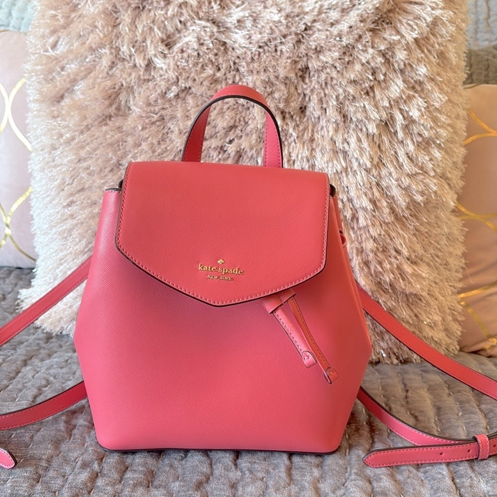 New Kate Spade Lizzie Garden Pink‎ Medium Flap Backpack NWT